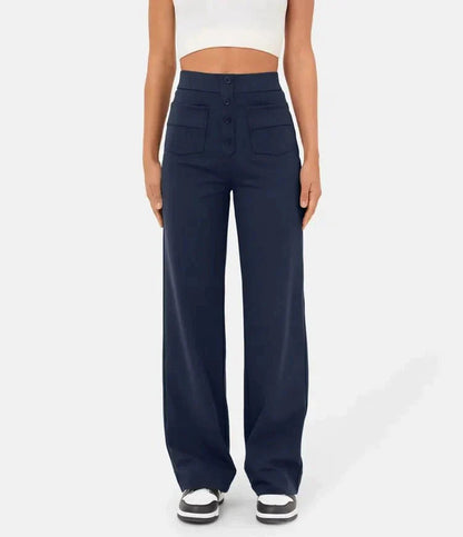 Women's - Women's High Waist Trousers - Casual - Timeless Style - Everyday Wear