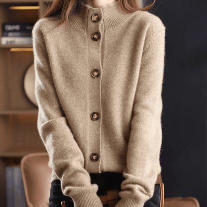 Women's Cozy Collar Knitted Cardigan with Buttons | Ideal for All Seasons