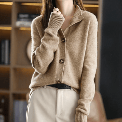 Women's Cozy Collar Knitted Cardigan with Buttons | Ideal for All Seasons