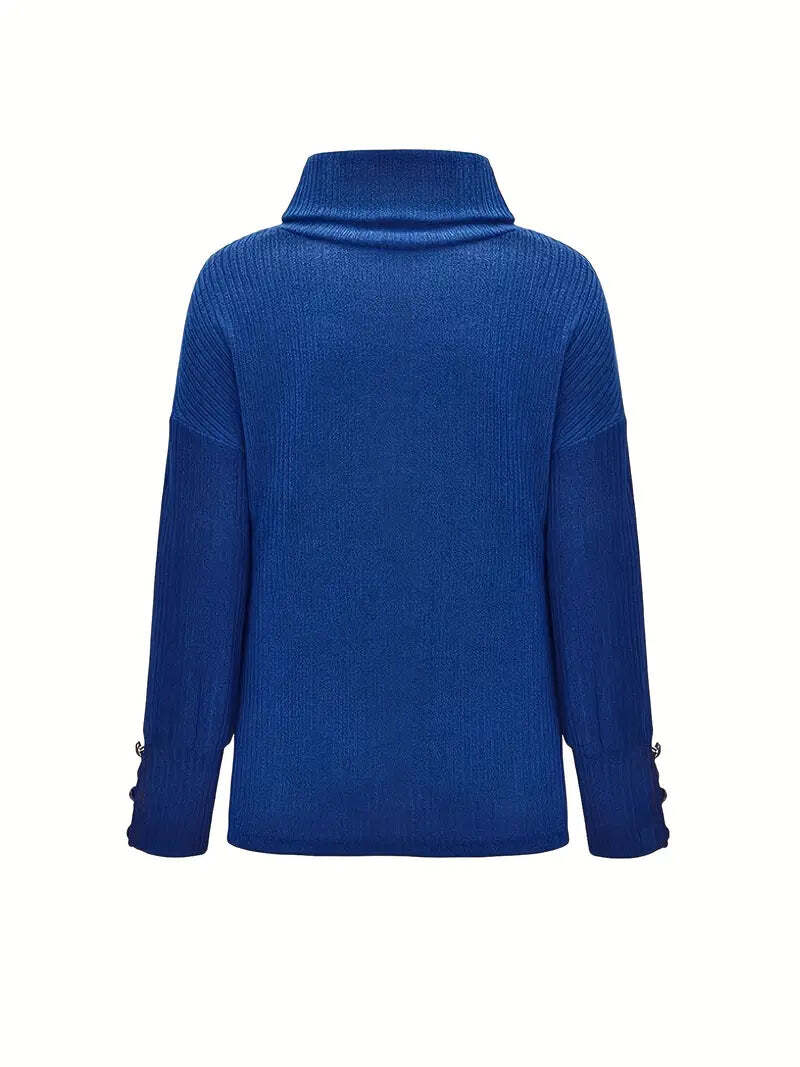 Casual Black Cotton Turtleneck Sweater for Women | Great for Casual Days