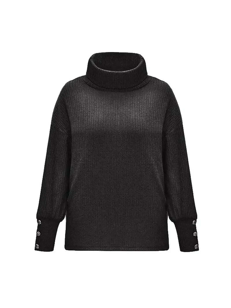 Casual Black Cotton Turtleneck Sweater for Women | Great for Casual Days