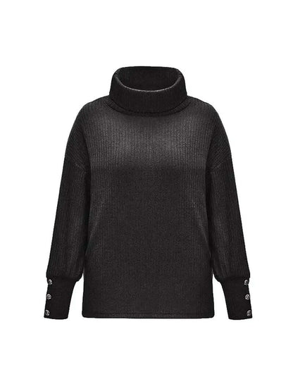 Casual Black Cotton Turtleneck Sweater for Women | Great for Casual Days