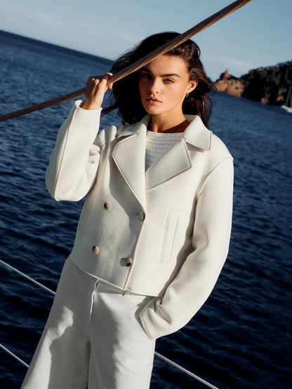 Elegant Cropped Wool Jacket for Women | Luxurious Autumn & Winter Outerwear