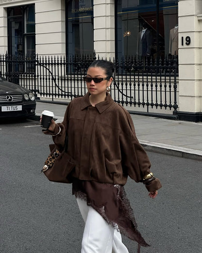 Women's Suede Bomber Jacket – Classic and Stylish Outerwear
