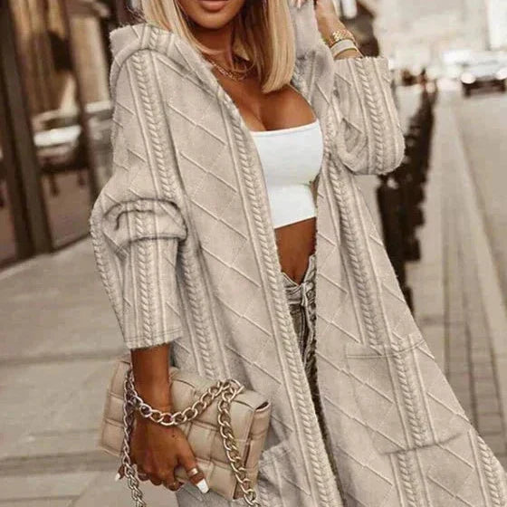 Johani Extended Length Hooded Cardigan – Cozy and Stylish Knitwear
