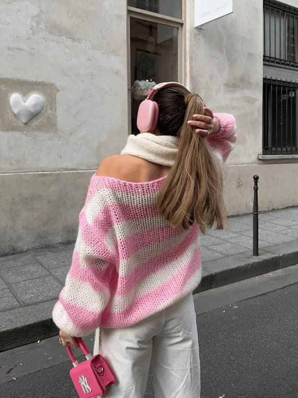 Elegant Striped Women’s Sweater | Cozy Fall & Winter Knitwear