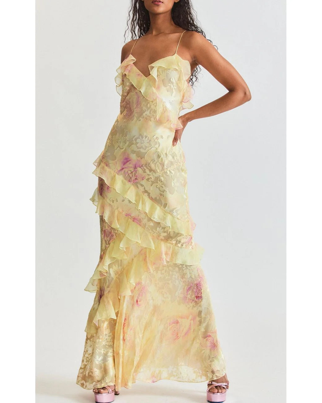 Women’s Summer Maxi Dress with Ruffles – Flowy Sleeveless Style