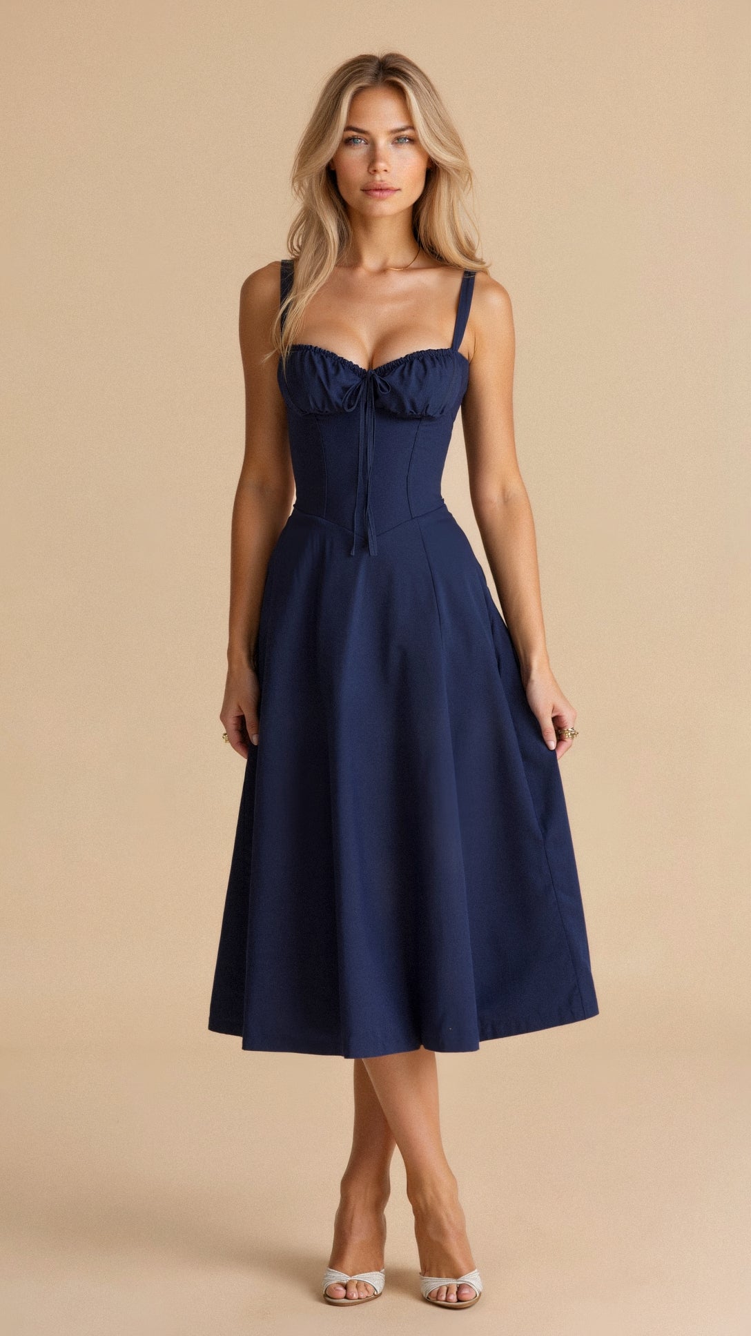 Women's Summer Dress Cotton with Sweetheart Neckline 12