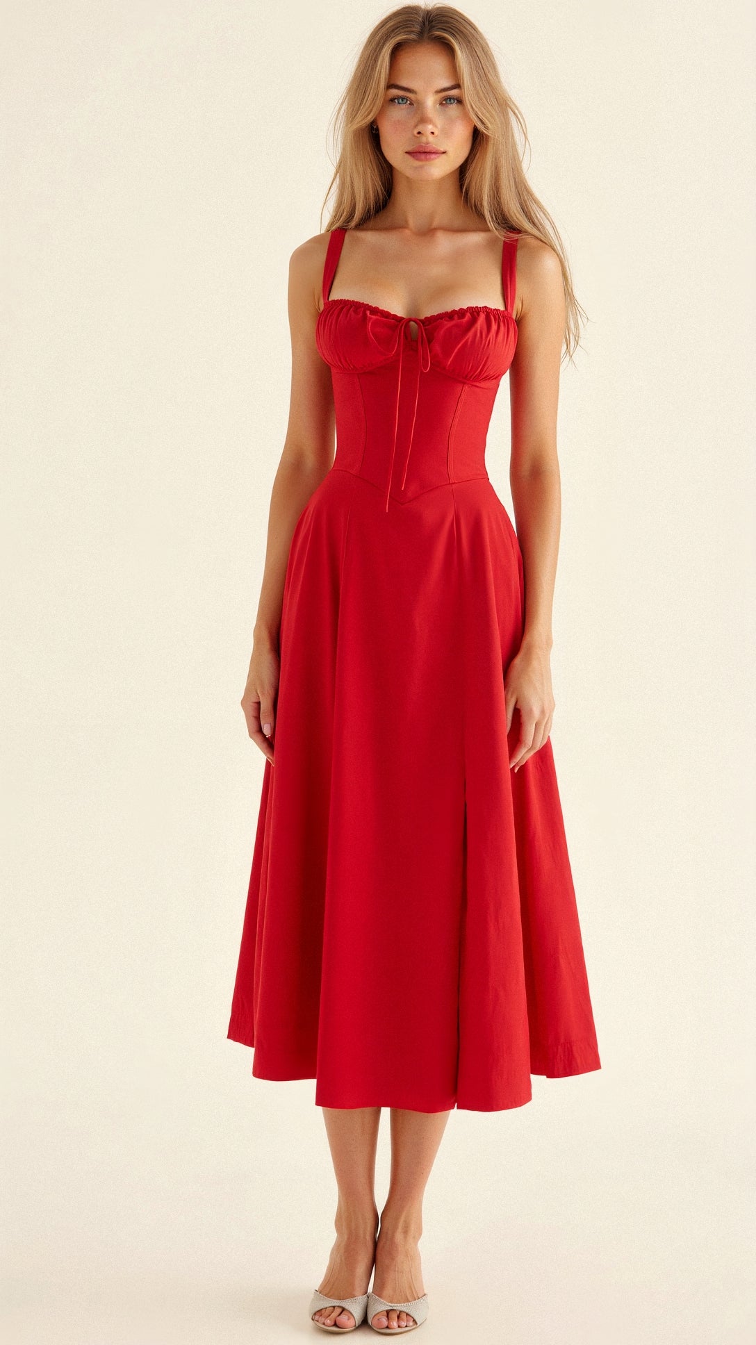Women's Summer Dress Cotton with Sweetheart Neckline 10