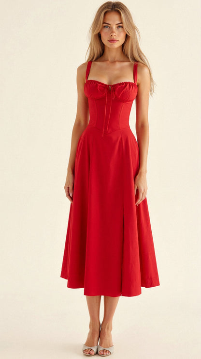 Women's Summer Dress Cotton with Sweetheart Neckline 10