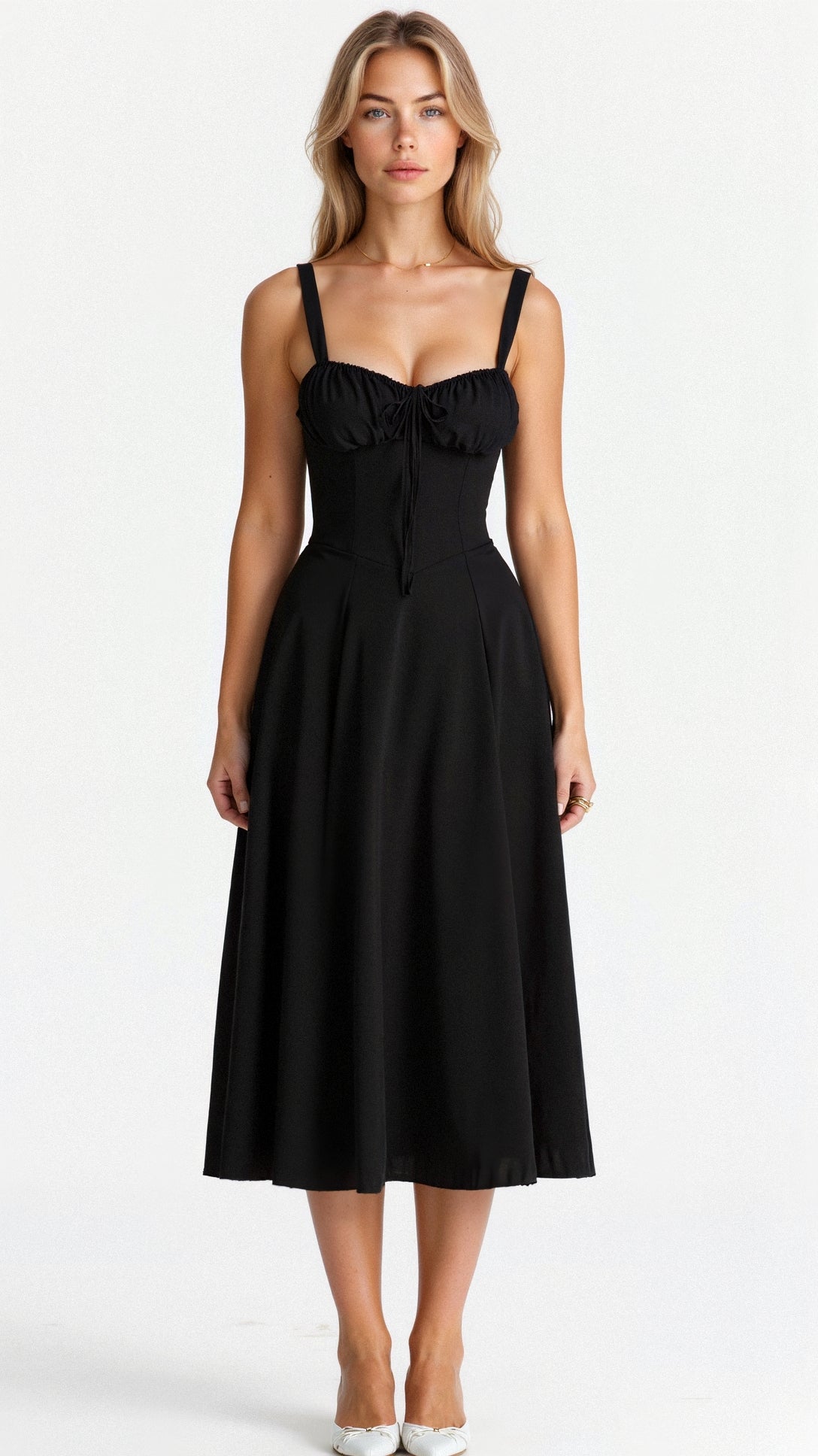 Women's Summer Dress Cotton with Sweetheart Neckline 3