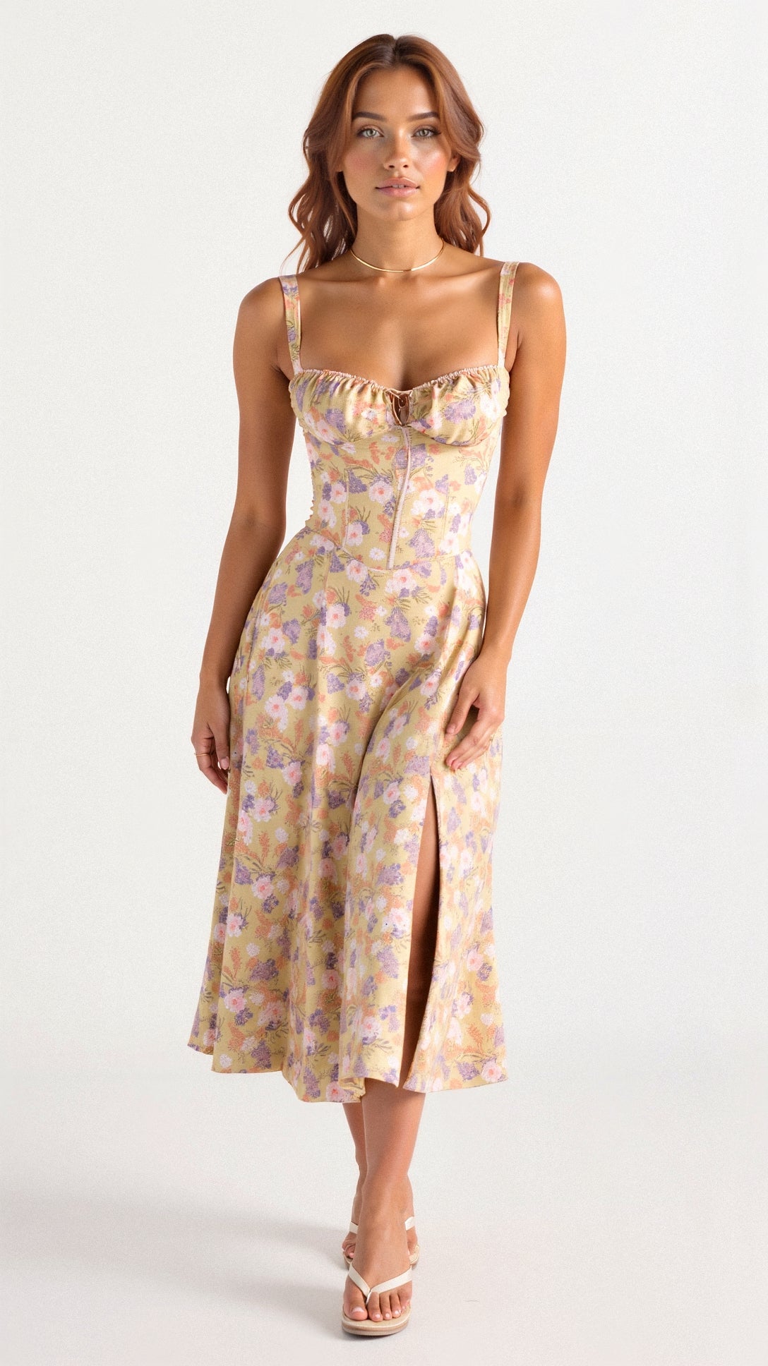 Women's Summer Dress Cotton with Sweetheart Neckline 1