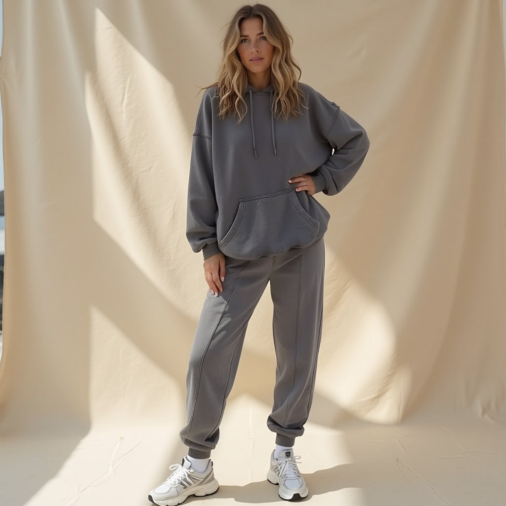 Two-Piece Women’s Button-Front Lounge Set – Light, Breathable & Fall-Ready