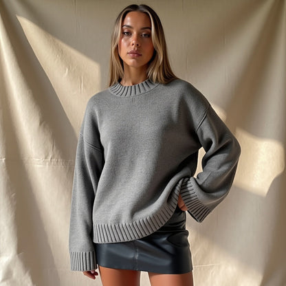 Relaxed Cotton Knit Sweater – Soft, Breathable & Made for Casual Comfort