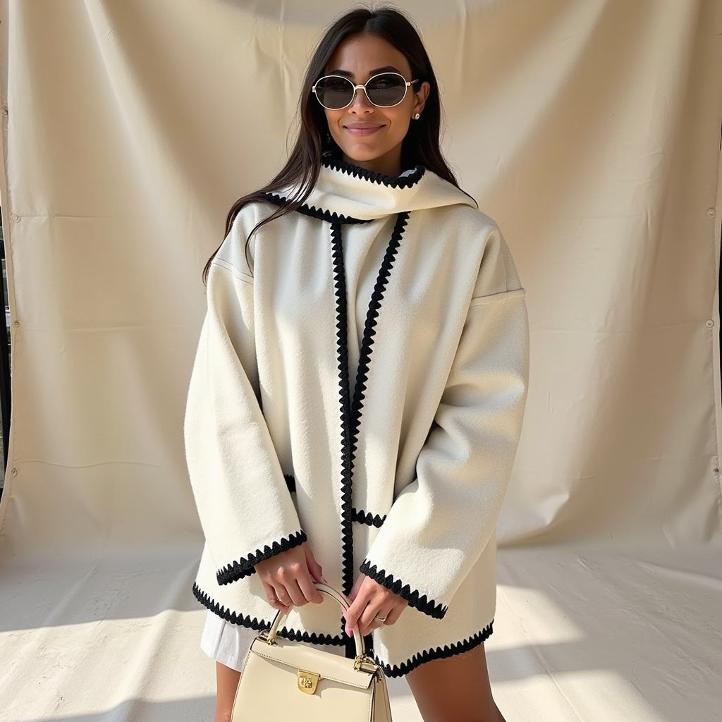 Elegant Women’s Coat with Scarf – Warm, Stylish & Autumn/Winter Ready