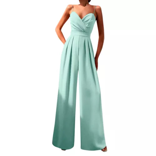 Women's Long Jumpsuit Cotton Spaghetti Straps 10