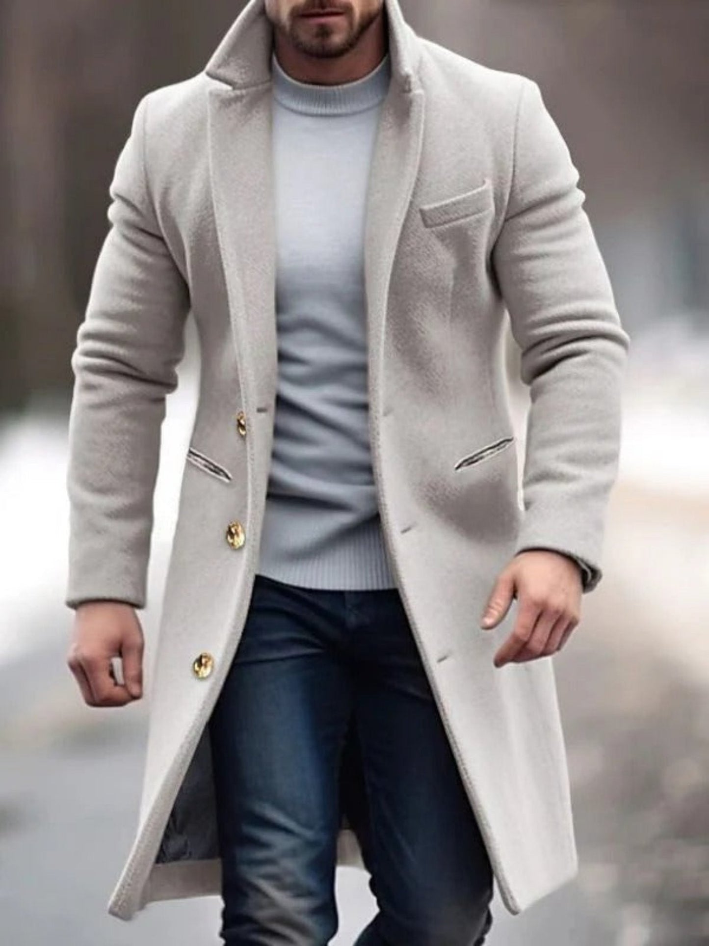 Men's - Long Coat - Classic - - Ideal for Autumn/Winter