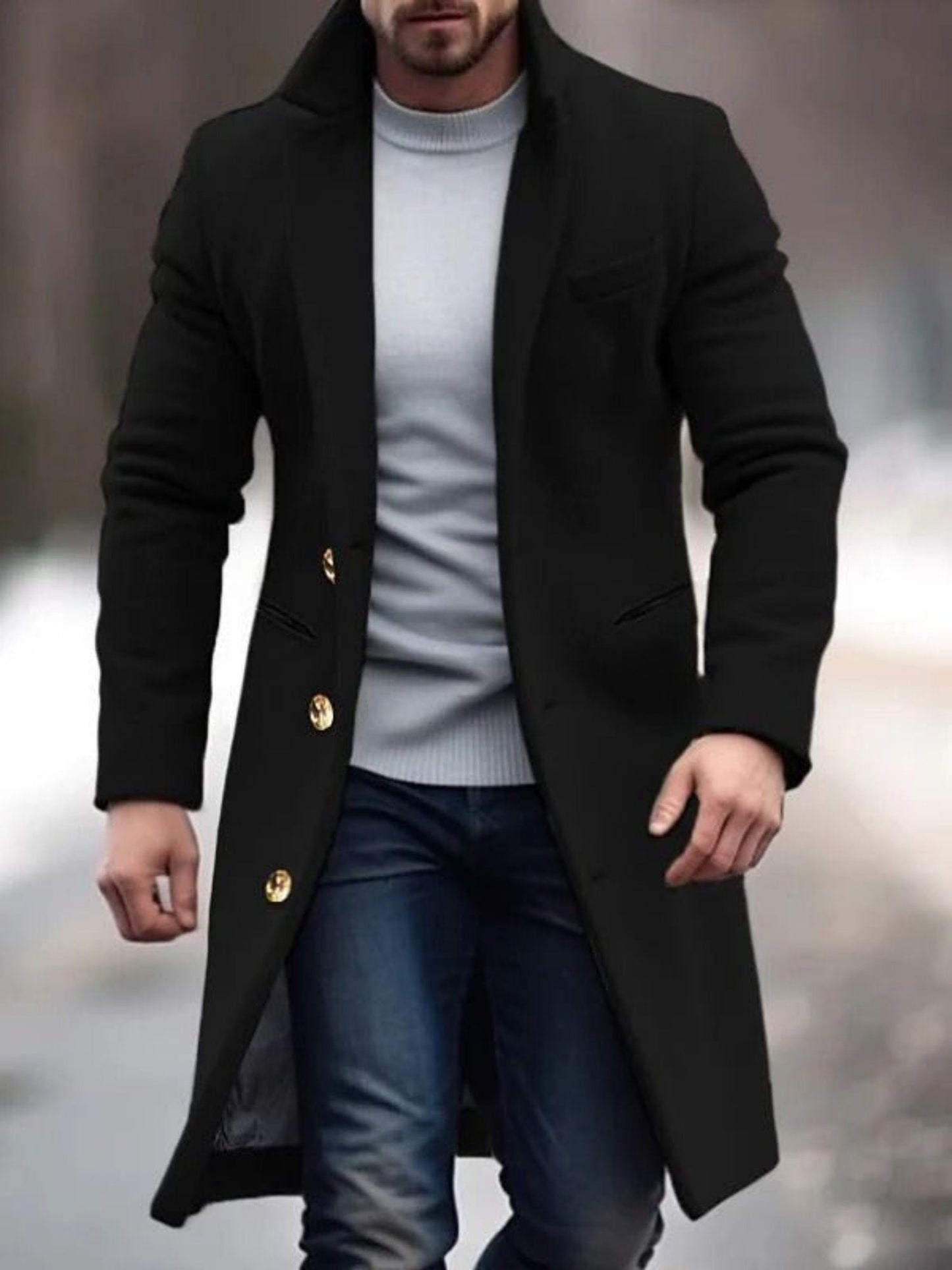 Men's - Long Coat - Classic - - Ideal for Autumn/Winter