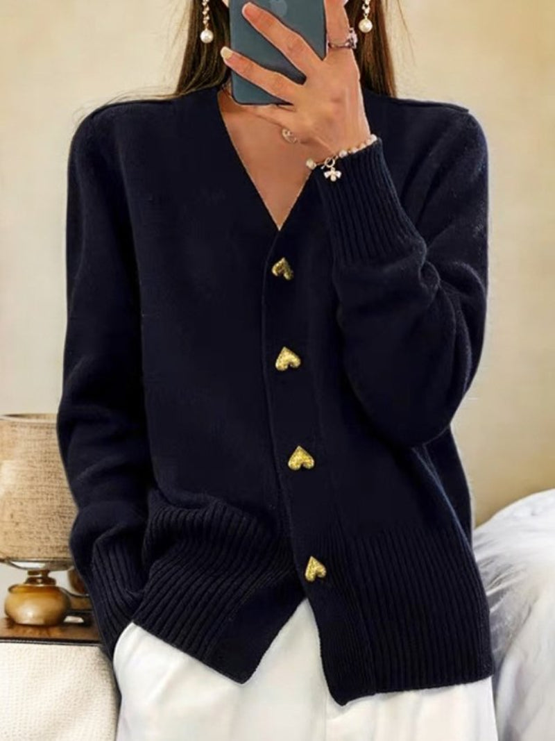 Women's Cardigan In Plain-Coloured With Buttons | Ideal for Winter