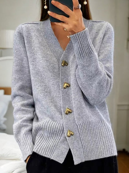 Women's Cardigan In Plain-Coloured With Buttons | Ideal for Winter