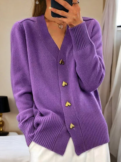 Women's Cardigan In Plain-Coloured With Buttons | Ideal for Winter