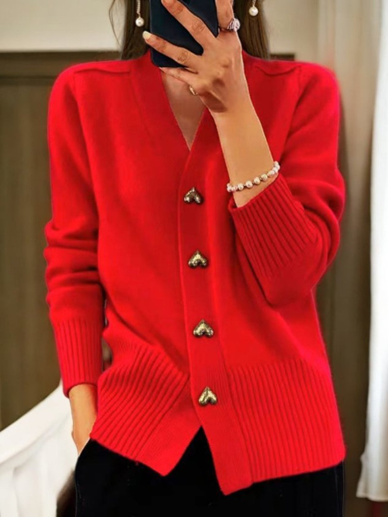 Women's Cardigan In Plain-Coloured With Buttons | Ideal for Winter