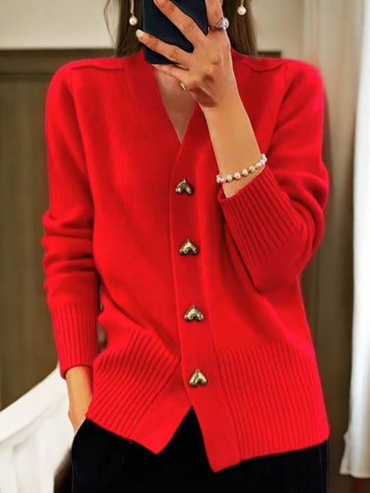 Women's Cardigan In Plain-Coloured With Buttons | Ideal for Winter
