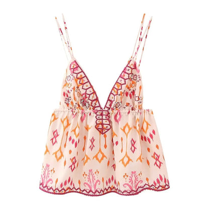 Women's Blouse Cotton Floral V-Neck Summer Tops for Women 5